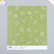 Бумага для скрапбукинга "Зеленые листочки", 15,5х17 см, 180 гр/м