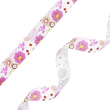 Лента репсовая №6527 2,5см с рисунком СК08  (10, белый, цветы)