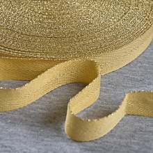 Лента киперная декоративная цветная №7486 20 мм   (87, желтый/золото)
