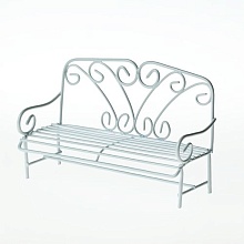 Металлическая садовая скамейка, белая 11X4X8см
