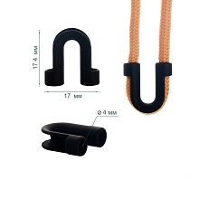 Наконечник для шнура металл MNK06 (17,4х17,0мм)  отв.4,0мм (прорез.черный)
