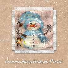 Набор для изготовления открытки с вышивкой Снеговик