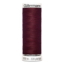 Нить Sew-All 100/200 м для всех материалов, 100% полиэстер Gutermann (369, бордо)