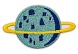 Термоаппликация 'Сине-голубая планета с желтым кольцом', 6.8*4.2см
