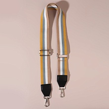Ручка стропа с кожаной вставкой, 140×3,8см, желт/сер/бел/беж