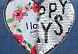 Пришивная аппликация с пайетками "I love you/happy days", двусторонняя, в форме сердца, 21 х 20см