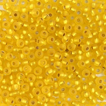 Бисер Preciosa 10/0 ~5гр  (87010 М, матовый желтый, серебр. линия внутри)