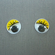 Глазки клеевые бегающие с ресницами 12мм (10шт) (1, желтый )