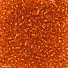 Бисер Preciosa 10/0 ~5гр  (97000, оранжевый, серебряная линия внутри)