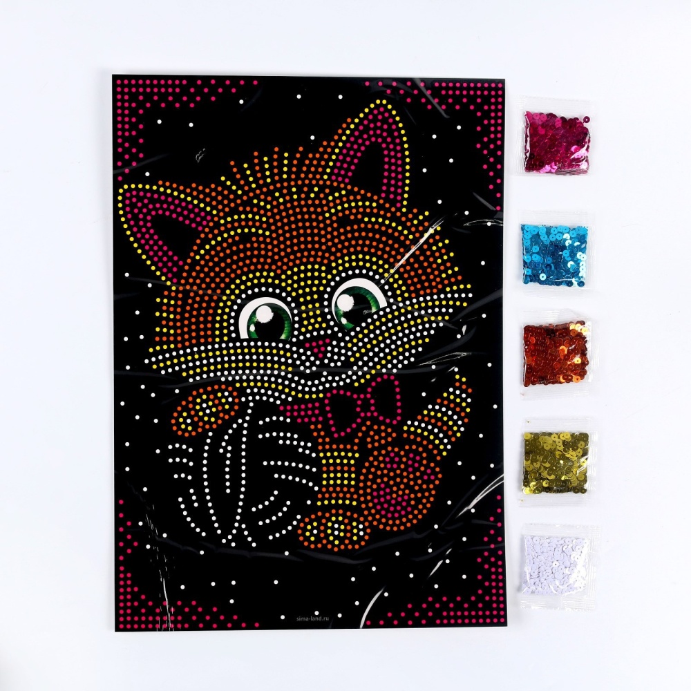 Аппликация пайетками с клеевым слоем «Котёнок» 30 × 45 см
