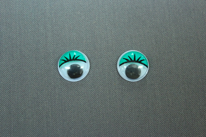Глазки клеевые бегающие с ресницами 12мм (10шт) (3, зеленый)