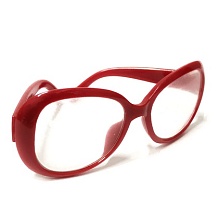 Очки со стеклом, пластик, 8,5 см (уп 1шт) (красный)