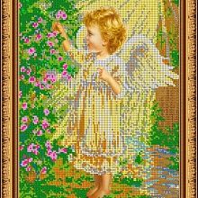 Рисунок на ткани для вышивания бисером "Ангелочек в саду" К-467 (24*30...