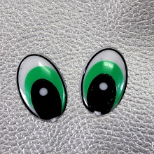 Глазки клеевые овал 19*30мм  (уп=2шт) (2, зеленый)