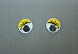 Глазки клеевые бегающие с ресницами 12мм (10шт) (1, желтый )